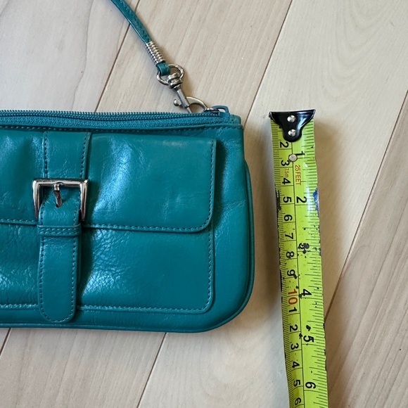 Y2K Teal Leather Mini Shoulder Bag – Buckle Detail - Picture 6 of 9